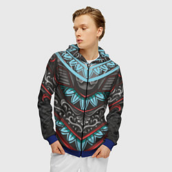 Толстовка 3D на молнии мужская Узорчатые узоры, цвет: 3D-синий — фото 2