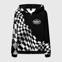 Толстовка 3D на молнии мужская FAW racing flag, цвет: 3D-черный
