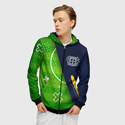 Толстовка 3D на молнии мужская Bayer 04 football field, цвет: 3D-черный — фото 2