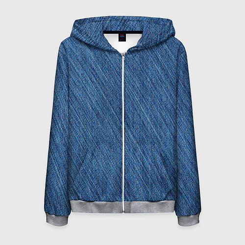 Мужская толстовка на молнии Деним - джинсовая ткань текстура / 3D-Меланж – фото 1