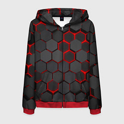 Толстовка 3D на молнии мужская Под чешуей дракона, цвет: 3D-красный