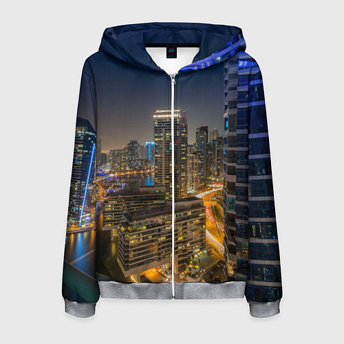 Мужская толстовка на молнии Ночной красочный город / 3D-Меланж – фото 1