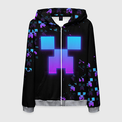 Мужская толстовка на молнии Minecraft градиент / 3D-Меланж – фото 1