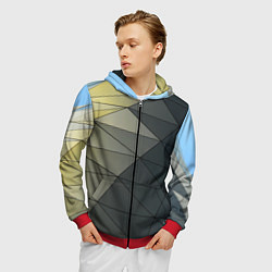 Толстовка 3D на молнии мужская Абстрактная сетка из множества фигур, цвет: 3D-красный — фото 2