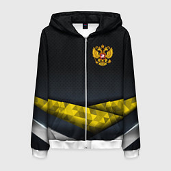 Толстовка 3D на молнии мужская Золотой герб black gold, цвет: 3D-белый