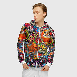 Толстовка 3D на молнии мужская Красочная иллюстрация, цвет: 3D-белый — фото 2