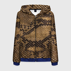 Толстовка 3D на молнии мужская Кожа питона - fashion 2028, цвет: 3D-синий