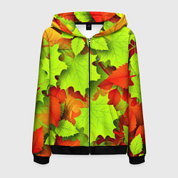 Мужская толстовка на молнии Зелёные осенние листья