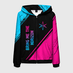 Мужская толстовка на молнии Bring Me the Horizon - neon gradient: надпись, сим