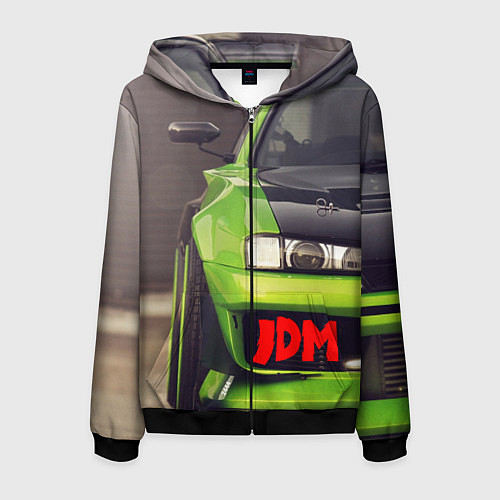 Мужская толстовка на молнии JDM машина зеленая тюнингованная / 3D-Черный – фото 1