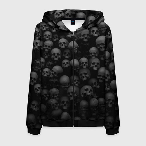 Мужская толстовка на молнии Композиция из черепов - Dark / 3D-Черный – фото 1