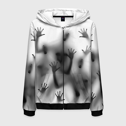 Мужская толстовка на молнии Bodies inside behind a white wall / 3D-Черный – фото 1