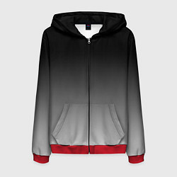 Толстовка 3D на молнии мужская Серый градиент, цвет: 3D-красный