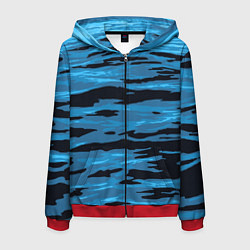 Толстовка 3D на молнии мужская Волны Камуфляж, цвет: 3D-красный