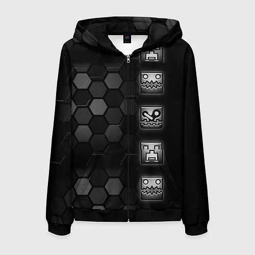 Мужская толстовка на молнии Geometry Dash game / 3D-Черный – фото 1