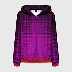Толстовка 3D на молнии мужская Абстрактный мозаичный черно - пурпурный узор, цвет: 3D-красный