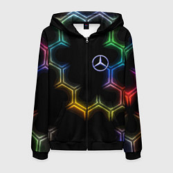 Мужская толстовка на молнии Mercedes - neon pattern