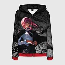 Толстовка 3D на молнии мужская Демон контроля : Человек бензопила, цвет: 3D-красный