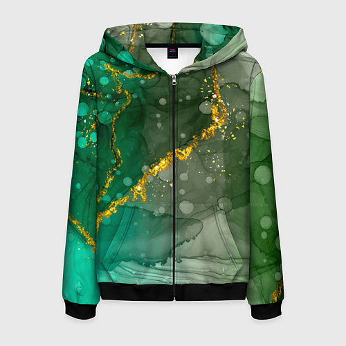 Мужская толстовка на молнии Изумрудная фантазия / 3D-Черный – фото 1