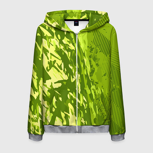 Мужская толстовка на молнии Зеленый абстрактный камуфляж / 3D-Меланж – фото 1