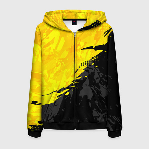 Мужская толстовка на молнии Black and yellow / 3D-Черный – фото 1