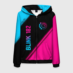 Толстовка 3D на молнии мужская Blink 182 - neon gradient: надпись, символ, цвет: 3D-черный