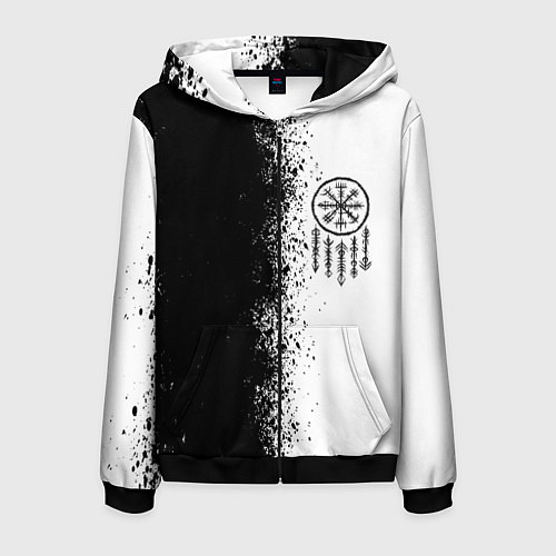 Мужская толстовка на молнии Северный компас Вегвизир / 3D-Черный – фото 1