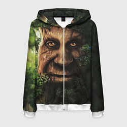 Толстовка 3D на молнии мужская Дерево с лицом мем Мудрое дерево, цвет: 3D-белый