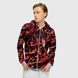 Толстовка 3D на молнии мужская Перчики чили, цвет: 3D-меланж — фото 2