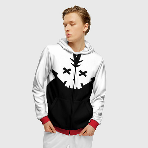 Мужская толстовка на молнии Татуировка Ребекки - ЧБ / 3D-Красный – фото 3