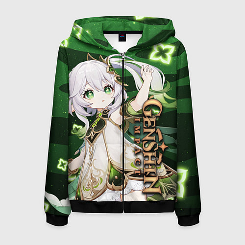 Мужская толстовка на молнии Нахида: Дендро Архонт / 3D-Черный – фото 1