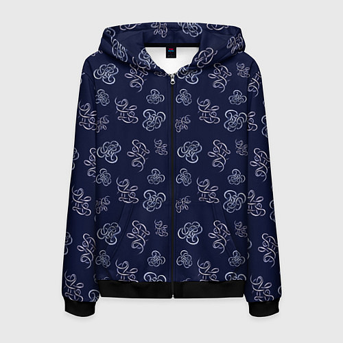 Мужская толстовка на молнии Узор абстракт / 3D-Черный – фото 1