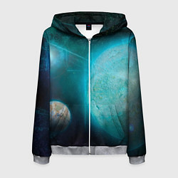 Толстовка 3D на молнии мужская Космос и планеты, цвет: 3D-меланж