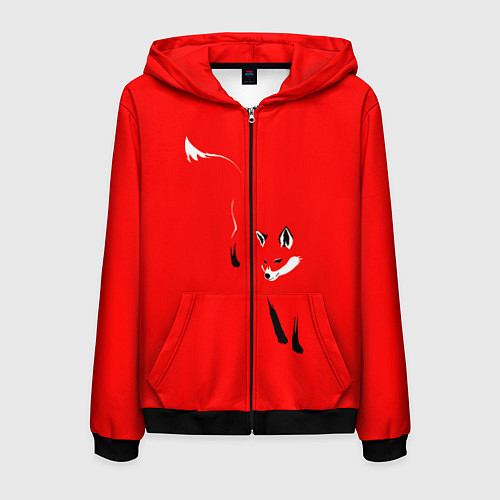 Мужская толстовка на молнии Красная лиса / 3D-Черный – фото 1