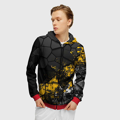 Мужская толстовка на молнии Имперская геометрия / 3D-Красный – фото 3