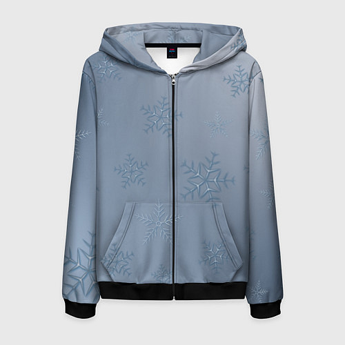 Мужская толстовка на молнии Серый снег / 3D-Черный – фото 1