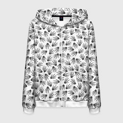 Толстовка 3D на молнии мужская Ладонь скелета, цвет: 3D-белый