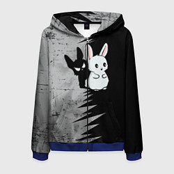 Толстовка 3D на молнии мужская Теневой зайка, цвет: 3D-синий