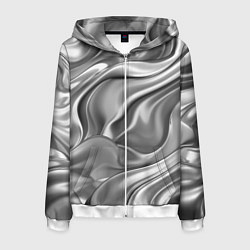 Толстовка 3D на молнии мужская Плавленное серебро, цвет: 3D-белый