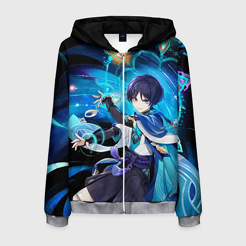 Мужская толстовка на молнии Странник: Genshin impact / 3D-Меланж – фото 1