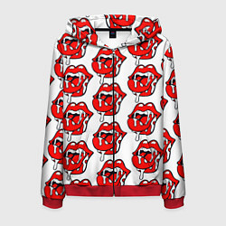 Толстовка 3D на молнии мужская Ахегао губы с языком в стиле поп арт, цвет: 3D-красный