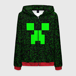 Толстовка 3D на молнии мужская Minecraft green squares, цвет: 3D-красный