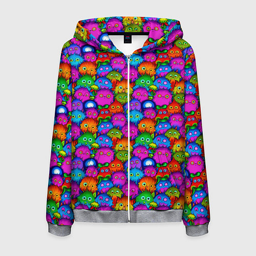 Мужская толстовка на молнии Паттерн Маленькие Монстры / 3D-Меланж – фото 1