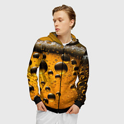 Толстовка 3D на молнии мужская Пиво пенное светлое, цвет: 3D-черный — фото 2