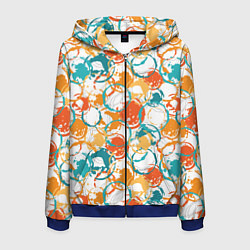 Толстовка 3D на молнии мужская Разноцветные пятна красок, цвет: 3D-синий