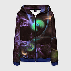 Толстовка 3D на молнии мужская Магические фиолетовые волны и цветные космические, цвет: 3D-синий