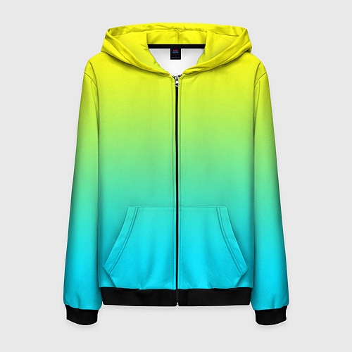 Мужская толстовка на молнии Светло-голубой градиент / 3D-Черный – фото 1