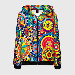 Толстовка 3D на молнии мужская Психоделика калейдоскоп, цвет: 3D-черный