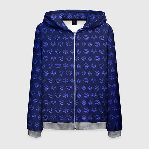 Мужская толстовка на молнии Паттерн элементали под гидро / 3D-Меланж – фото 1