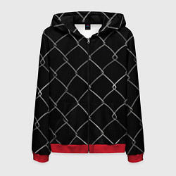 Толстовка 3D на молнии мужская Плетеный забор, цвет: 3D-красный